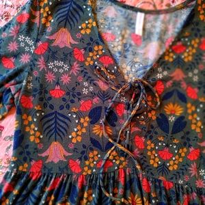 Floral maxi dress, hippie soft, size XL